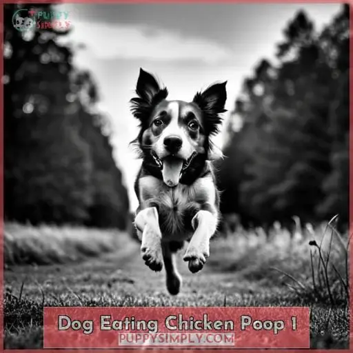 dog eating chicken poop 1