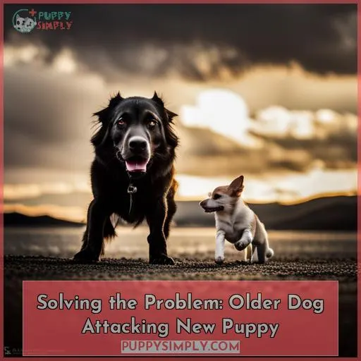 older dog attacking puppy