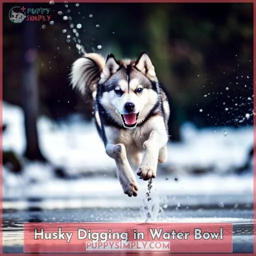 Husky Digging in Water Bowl
