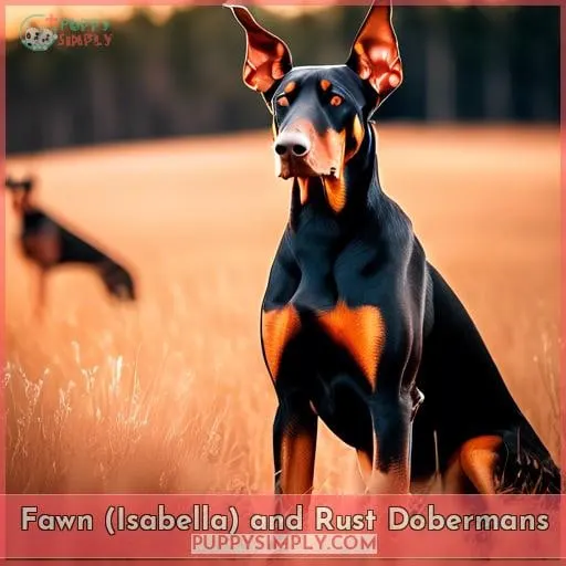 Fawn (Isabella) and Rust Dobermans