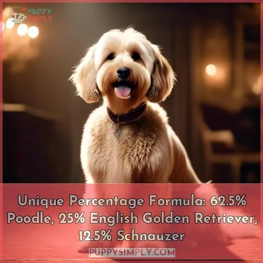 Unique Percentage Formula: 62.5% Poodle, 25% English Golden Retriever, 12.5% Schnauzer