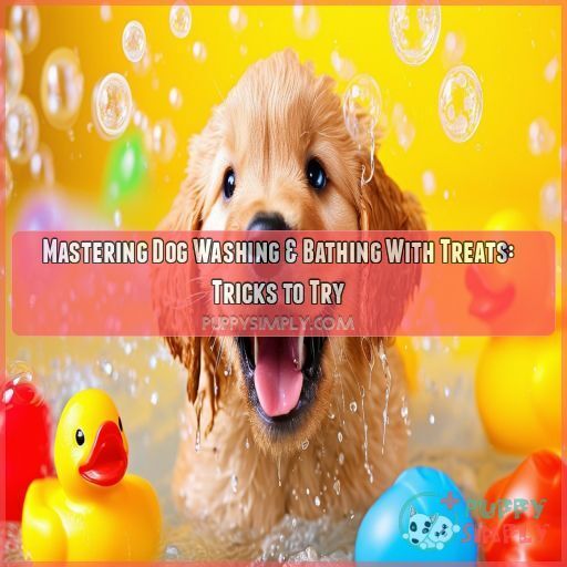 Dog washing and bathing with treats Dog washing and bathing with treats