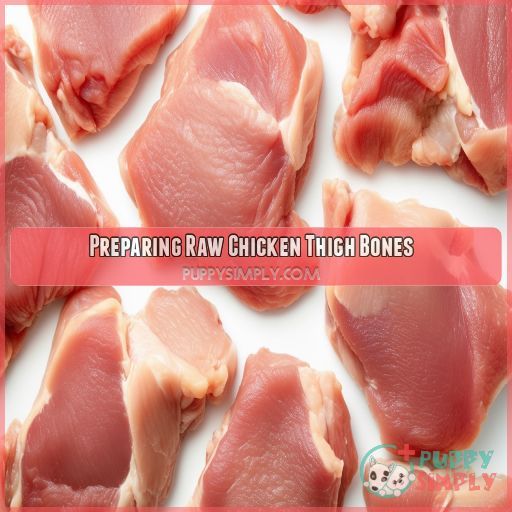 Preparing Raw Chicken Thigh Bones