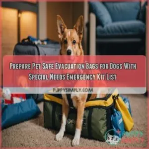 Pet safe evacuation bags for dogs with special needs