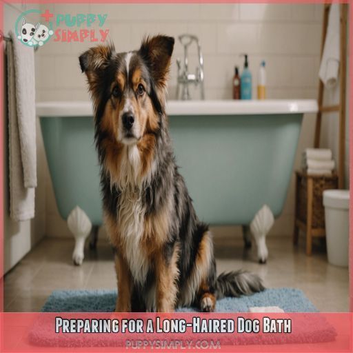 Preparing for a Long-Haired Dog Bath Preparing for a Long-Haired Dog Bath