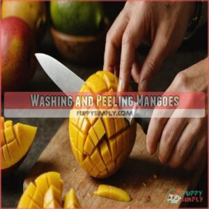 Washing and Peeling Mangoes