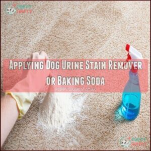 Applying Dog Urine Stain Remover or Baking Soda Applying Dog Urine Stain Remover or Baking Soda