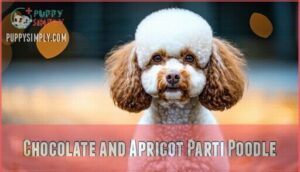 chocolate and apricot parti poodle