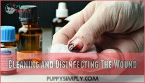 cleaning and disinfecting the wound