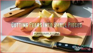 cutting pears into small pieces