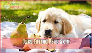 dogs eating pear skin