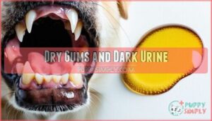 dry gums and dark urine