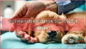 microchip identification: $25 - $60 per implant