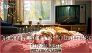 turn on a t.v or radio when you leave to mask external noises