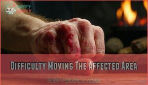 difficulty moving the affected area