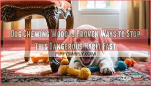 dog chewing wood