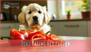 dogs eating red pepper