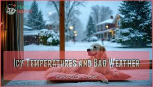 icy temperatures and bad weather
