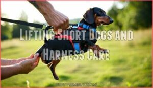 lifting short dogs and harness care