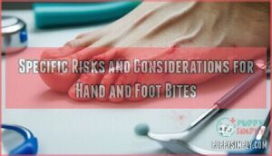 specific risks and considerations for hand and foot bites