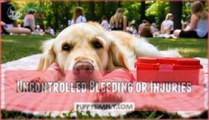 uncontrolled bleeding or injuries