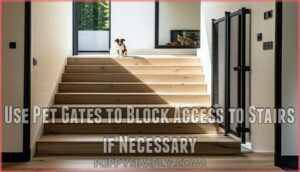 use pet gates to block access to stairs if necessary
