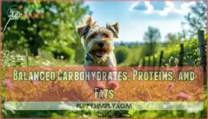 balanced carbohydrates, proteins, and fats