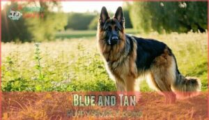 blue and tan