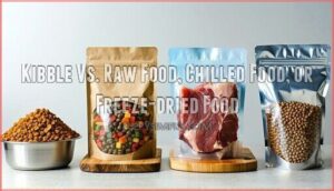 kibble vs. raw food, chilled food, or freeze-dried food