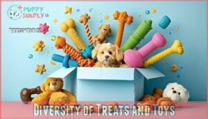 diversity of treats and toys