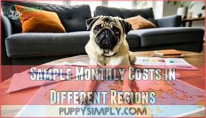 sample monthly costs in different regions