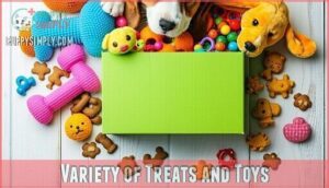 variety of treats and toys