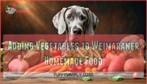 adding vegetables to weimaraner homemade food