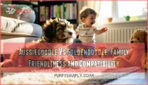 aussiedoodle vs goldendoodle: family friendliness and compatibility