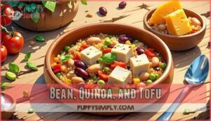 bean, quinoa, and tofu
