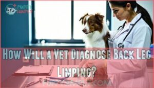 how will a vet diagnose back leg limping