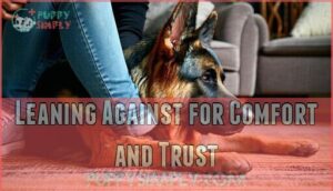 leaning against for comfort and trust