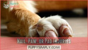 nail, paw, or pad injuries