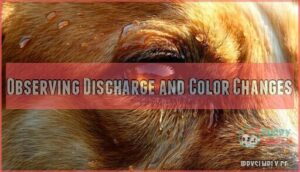 observing discharge and color changes