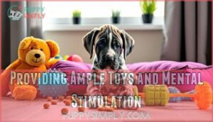 providing ample toys and mental stimulation