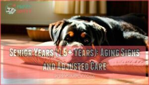 senior years (7.5+ years): aging signs and adjusted care