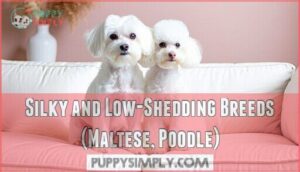 silky and low-shedding breeds (maltese, poodle)