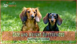 size and weight differences