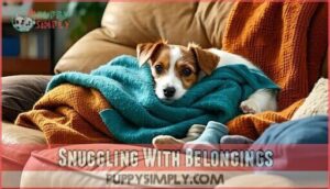 snuggling with belongings