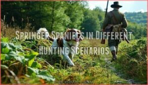 springer spaniels in different hunting scenarios