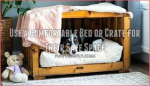 use a comfortable bed or crate for their safe space