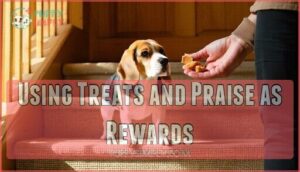 using treats and praise as rewards