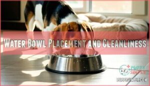 water bowl placement and cleanliness