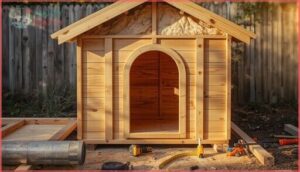 adding walls, roof, and door