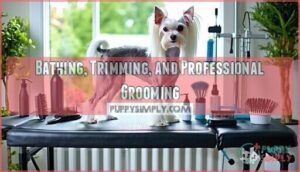 bathing, trimming, and professional grooming